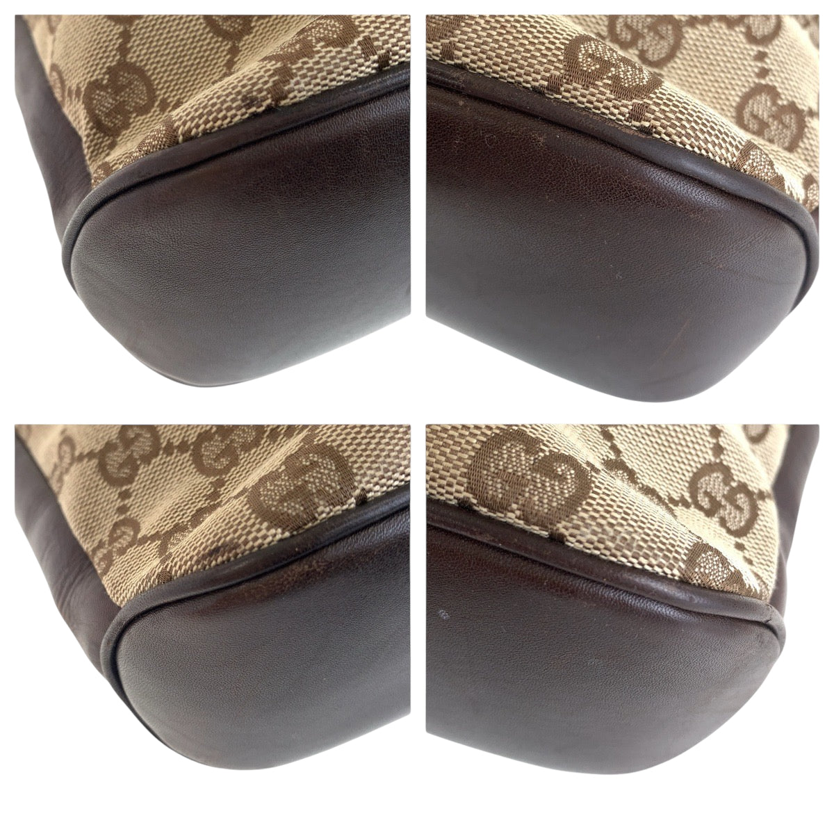 GUCCI Shoulder Bag 109097 GG canvas, leather Brown Gold Metal Shoulder Bag pochette Women
