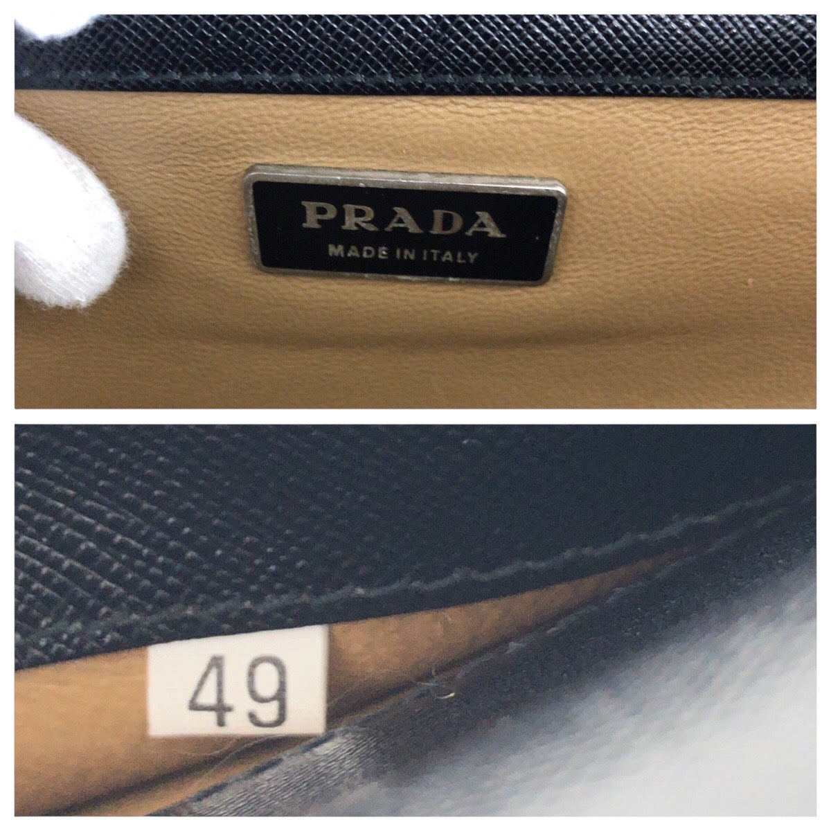 PRADA Business bag leather Black SilverMetal Safiano
