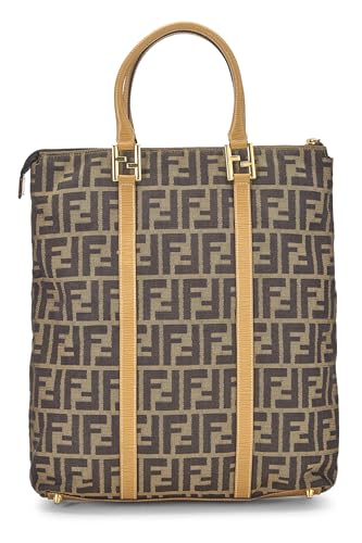 Fendi, Brown Zucca Canvas Vertical Tote, Brown