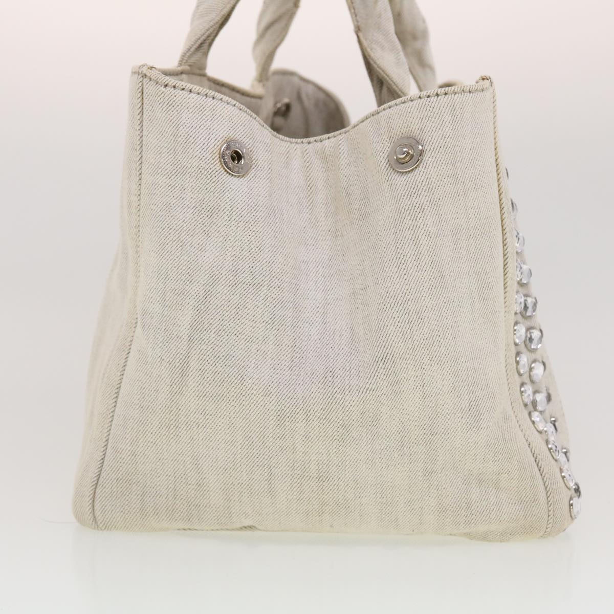 PRADA Bijoux Canapa Hand Bag Gray Auth
