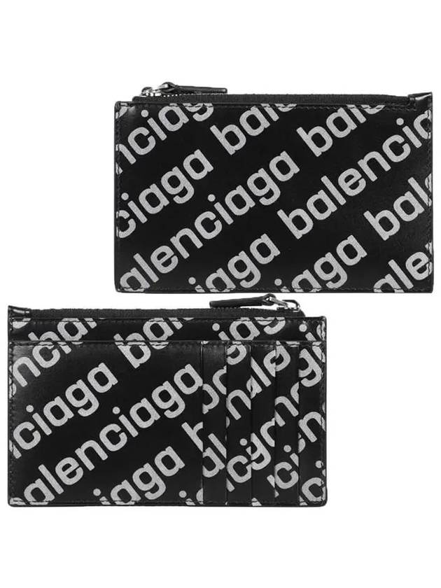 Luxury Balenciaga Trending 2025 All Over Logo Card Wallet Black