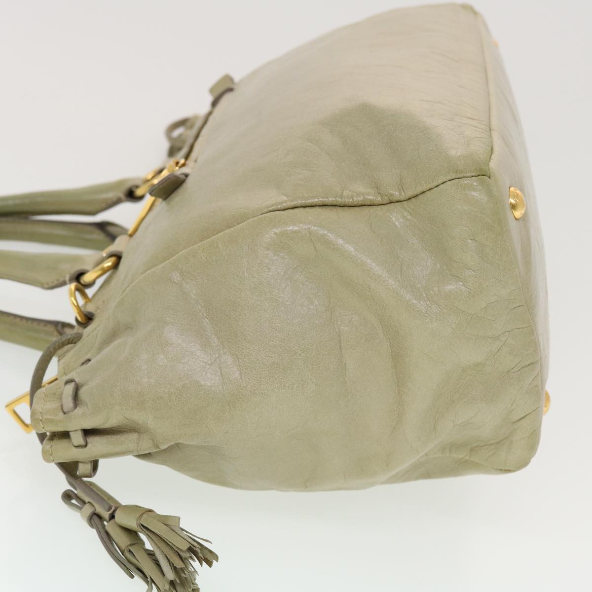 Prada Hand Bag Leather 2way Shoulder Bag Gray