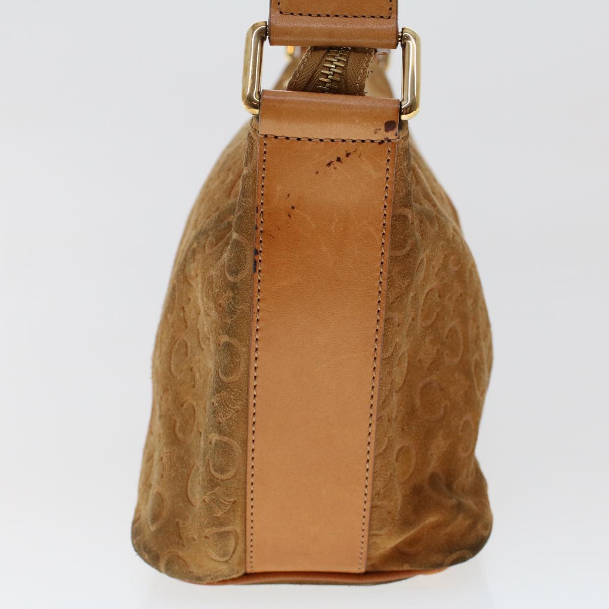Luxury CELINE C Macadam Canvas Shoulder Bag Suede Leather Brown 47408