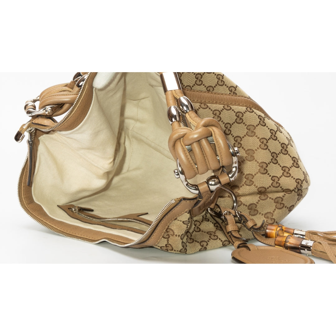 Gucci Lou Leather Canvas Shoulder Bag