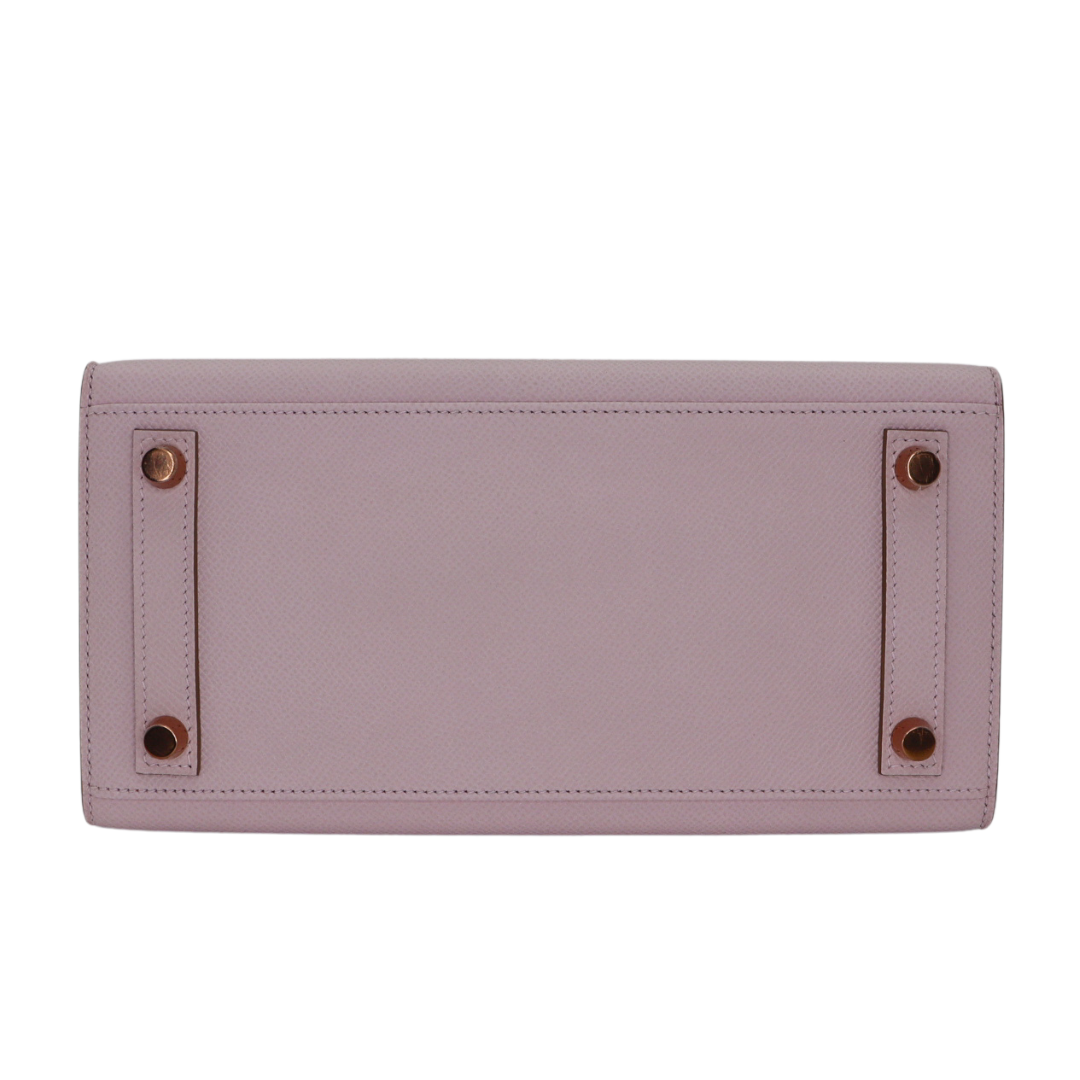 Hermes25cm Birkin Sellier HSS Mauve Pale/ Gris Perle Epsom Leather Rose Gold Hardware