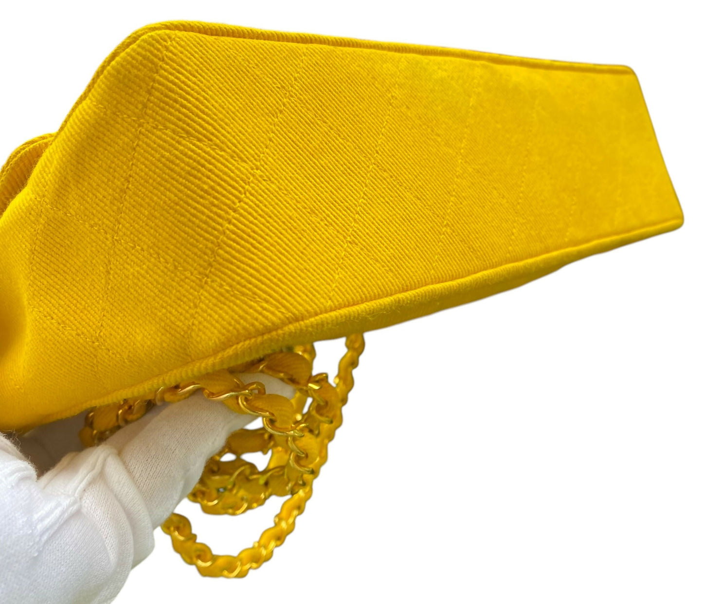 Chanel 90 s Yellow Denim Medium Classic Flap Bag 24K Gold Hardware