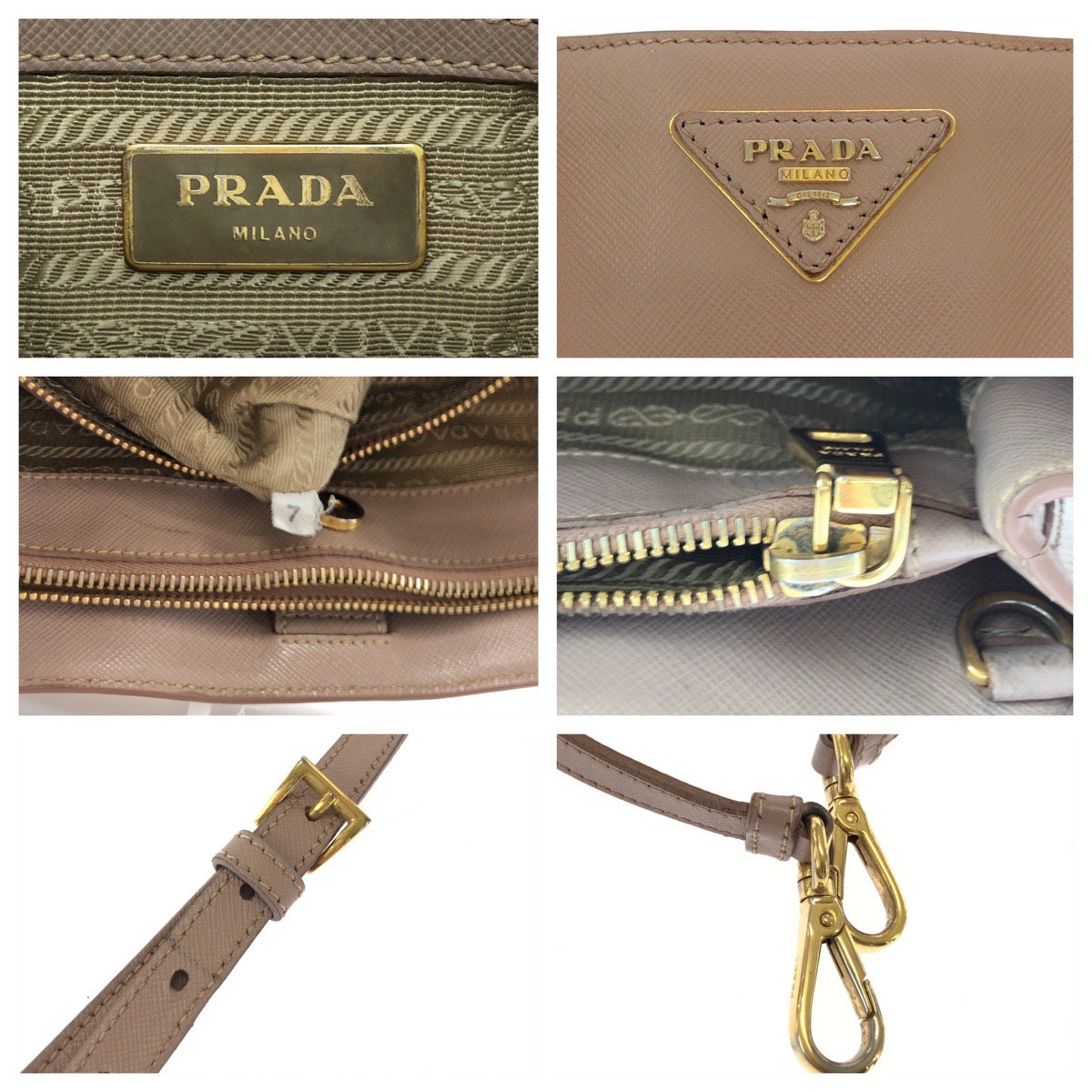 PRADA Tote Bag BN1874 leather Pink Gold Metal Safiano Galilee
