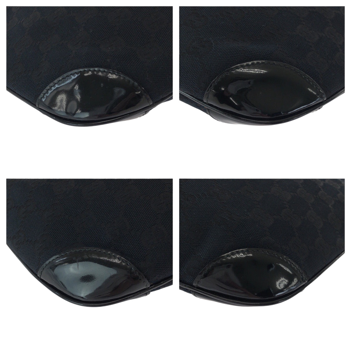 GUCCI Shoulder Bag 001 4158 GG canvas, enamel Black GoldMetal Hobo One Shoulder Bag Women