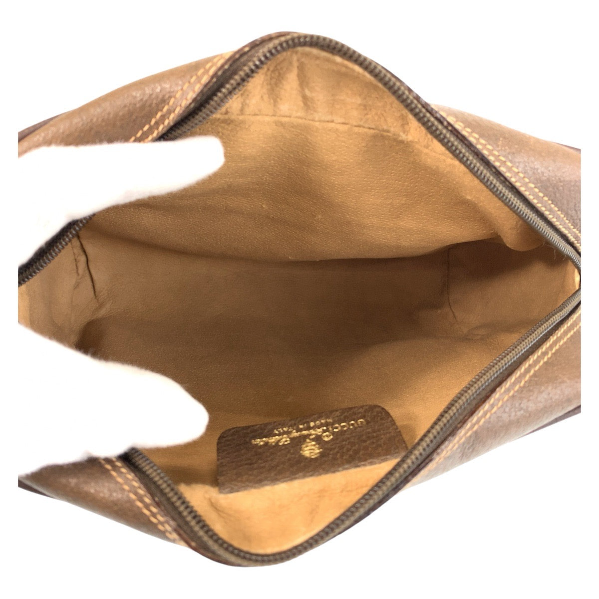 GUCCI Shoulder Bag 119 02 087 PVC, Leather Brown Beige Gold Metal Shoulder Bag pochette Sherry Line Old Gucci Women