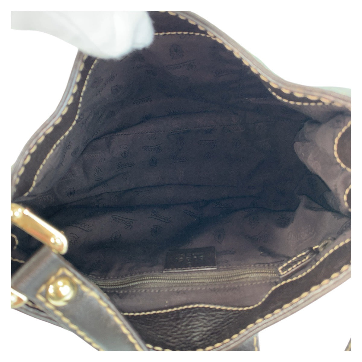 GUCCI Shoulder Bag 233608 leather Brown Gold Metal Guccisima Women