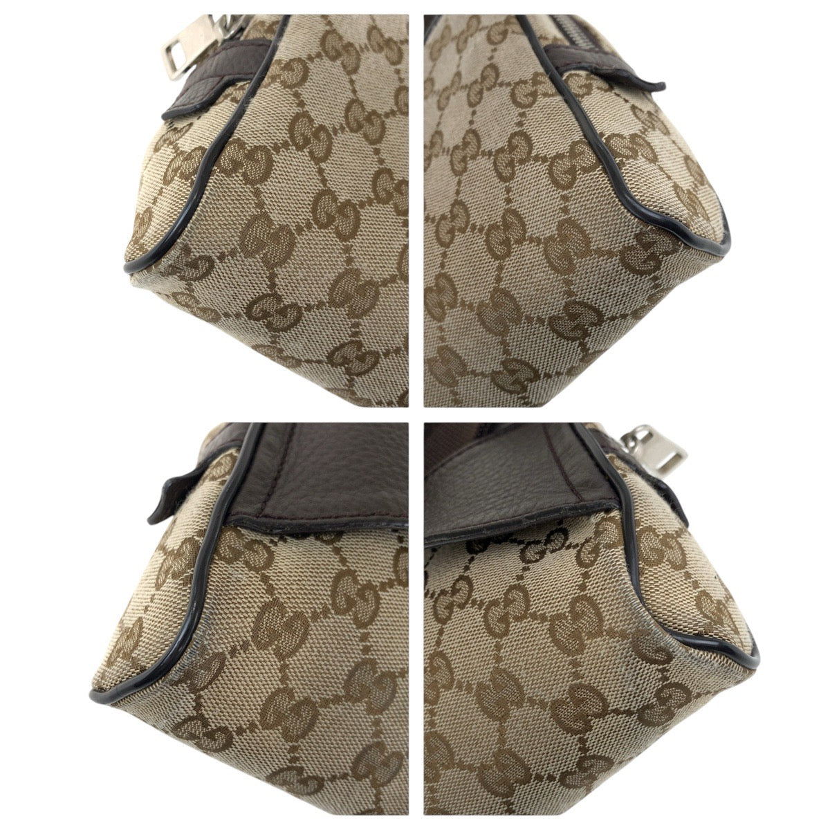GUCCI Sling bag 449174 GG canvas, leather Brown Silver Metal Sling bag Waist bag mens