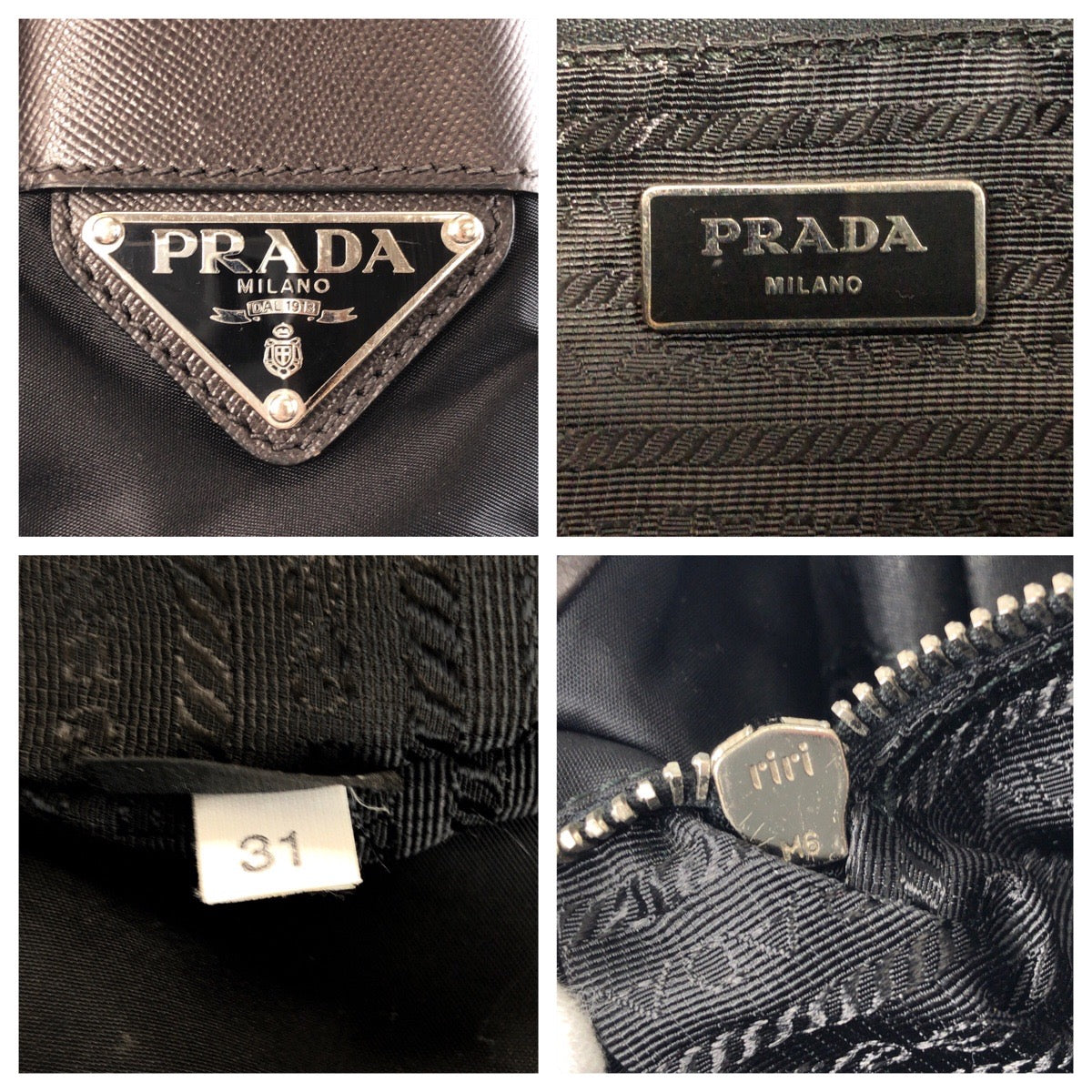 PRADA Shoulder Bag Nylon Black SilverMetal Test Triangle With logo