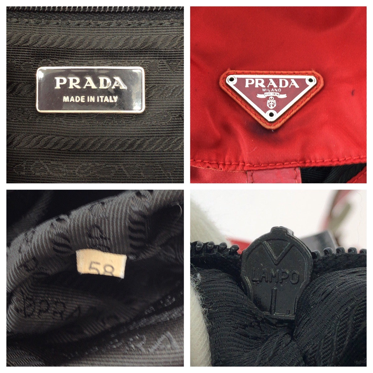 PRADA Backpack B4650 Nylon Red Silver Metal Rucksack Backpack Test Triangle With logo Women