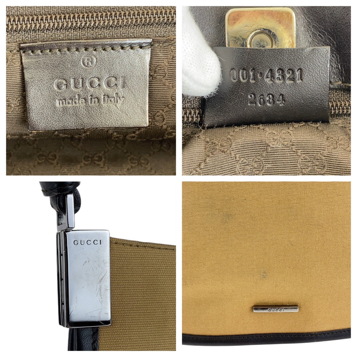 GUCCI Shoulder Bag 001 4321 canvas beige Sherry line Women