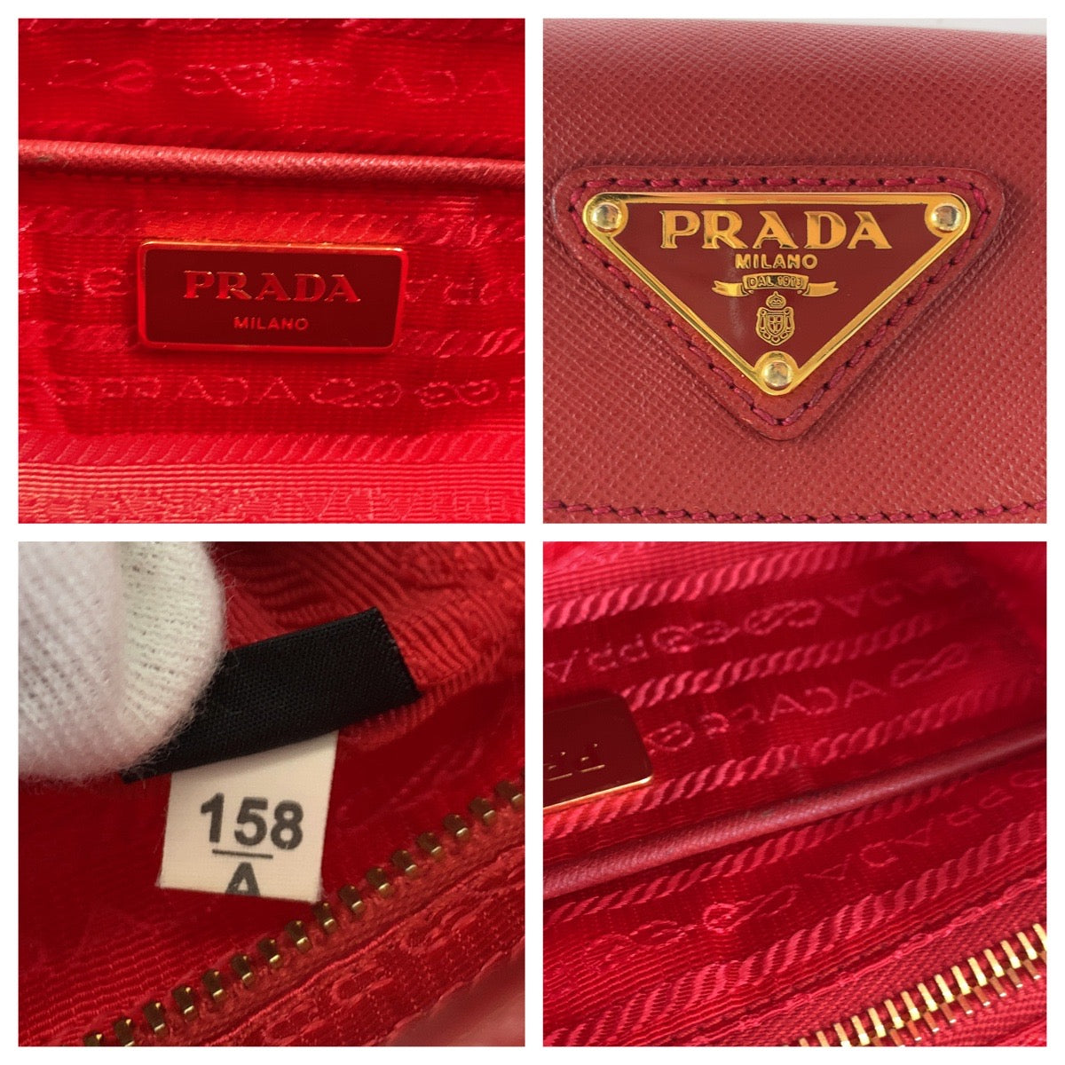 PRADA Tote Bag BN2106 Nylon Red Gold Metal Tote Bag handbag Test Triangle With logo Women