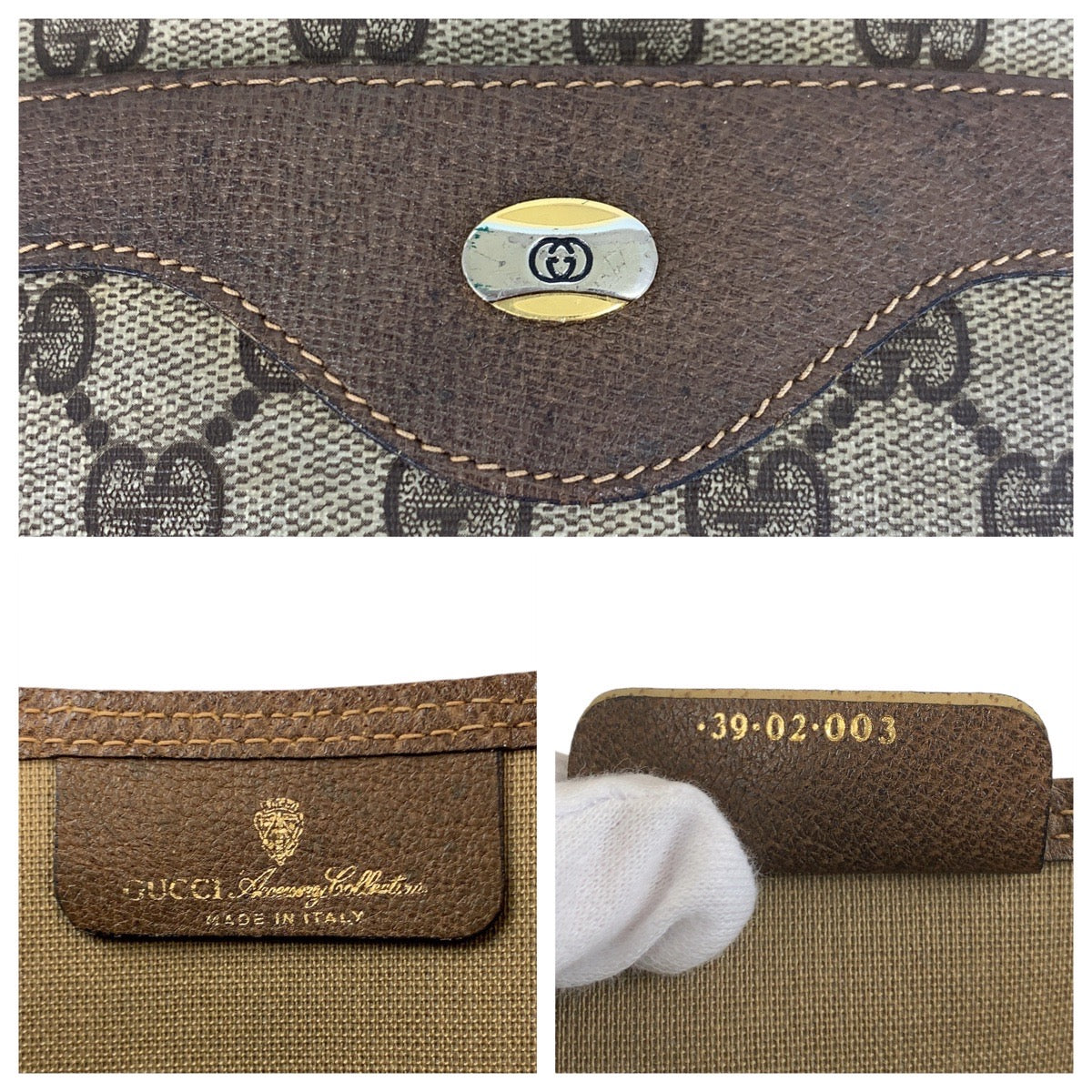 GUCCI Tote Bag 39 02 003 GG Supreme canvas, leather Beige brown Tote Bag Shoulder Bag Sherry Line Old Gucci Women