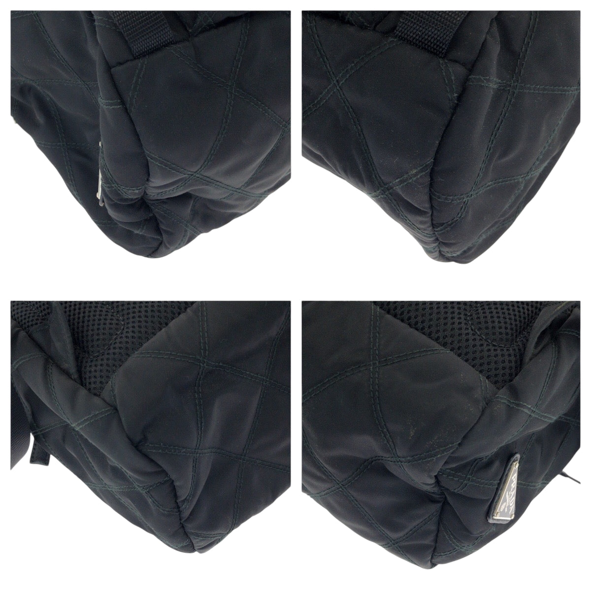 PRADA Backpack 2VZ135 Nylon Black SilverMetal Backpack Backpack Test suit quilting Triangle With logo mens(Unisex)