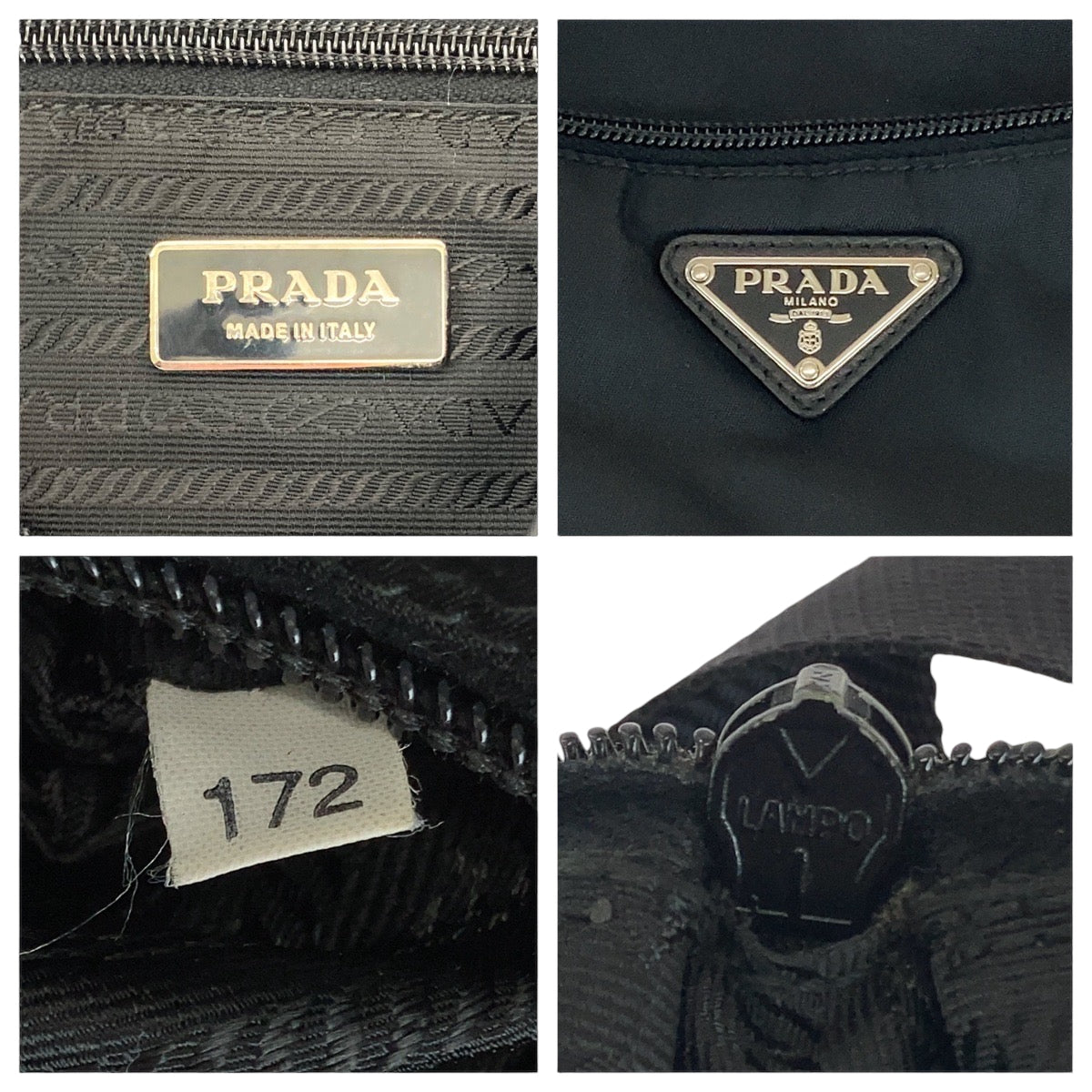 PRADA Shoulder Bag Nylon Black Silver Metal Shoulder Bag pochette Test Triangle With logo Women