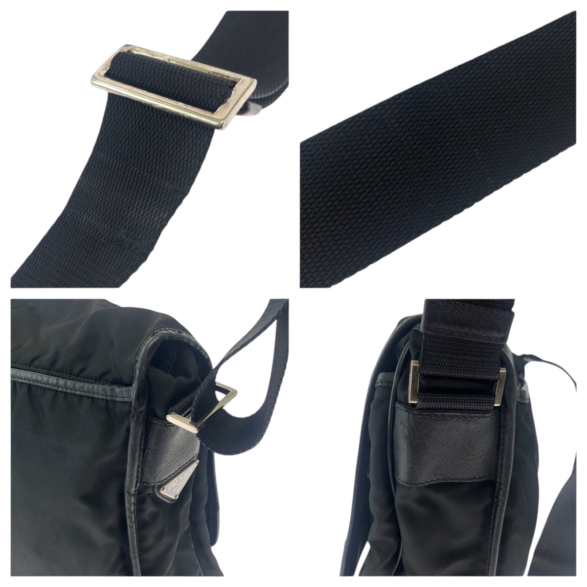 PRADA Shoulder Bag V166 Nylon Black SilverMetal Shoulder Bag Messenger bag Test Triangle With logo Women