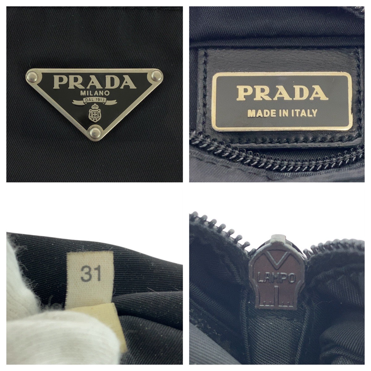 PRADA Shoulder Bag Nylon Black SilverMetal Shoulder Bag pochette Test Triangle With logo Women
