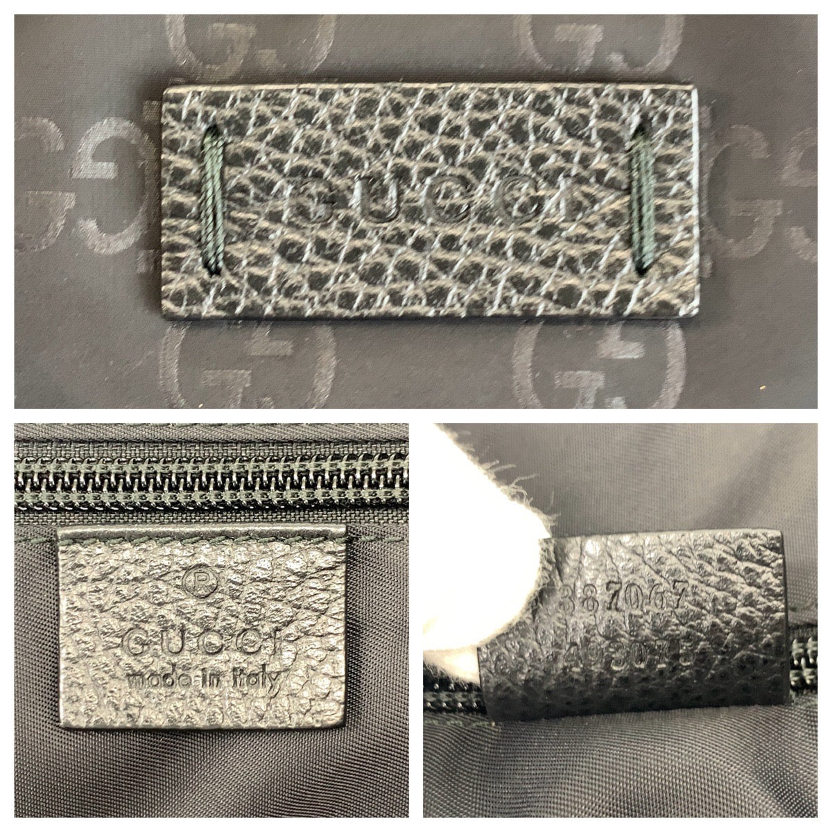 GUCCI Tote Bag 387067 Nylon Black SilverMetal Tote Bag Shoulder Bag 2way Business Bag GG pattern mens