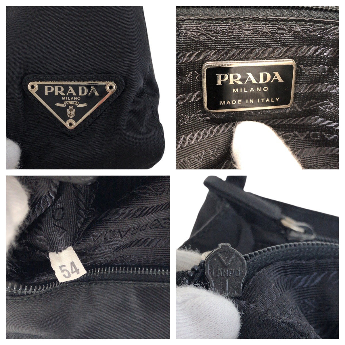 PRADA Tote Bag Nylon Black SilverMetal Tote Bag Shoulder Bag Test Triangle With logo Women