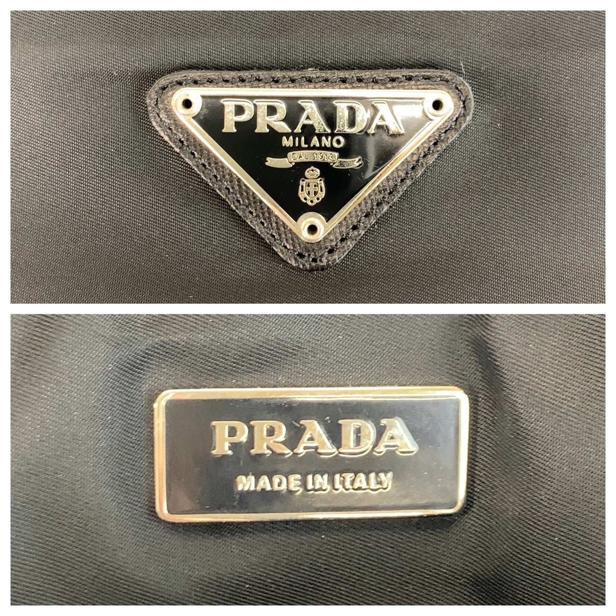 PRADA Business bag Nylon, Leather Black SilverMetal Business bag briefcase Test Triangle With logo mens