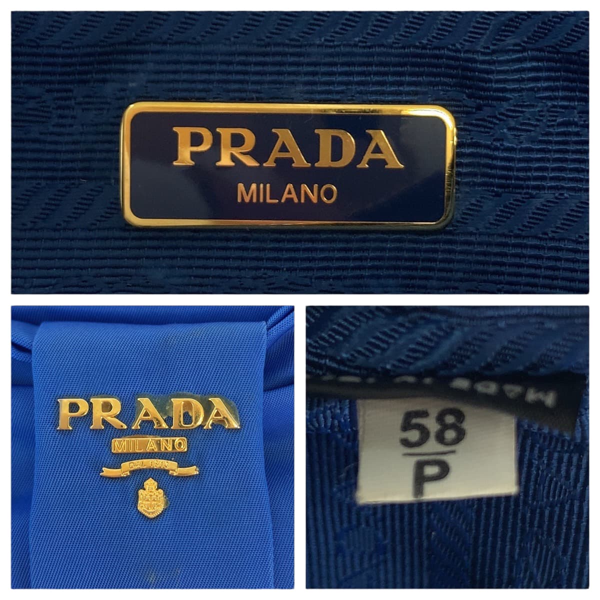 PRADA Shoulder Bag Nylon Blue GoldMetal Shoulder Bag pochette Test ribbon Women