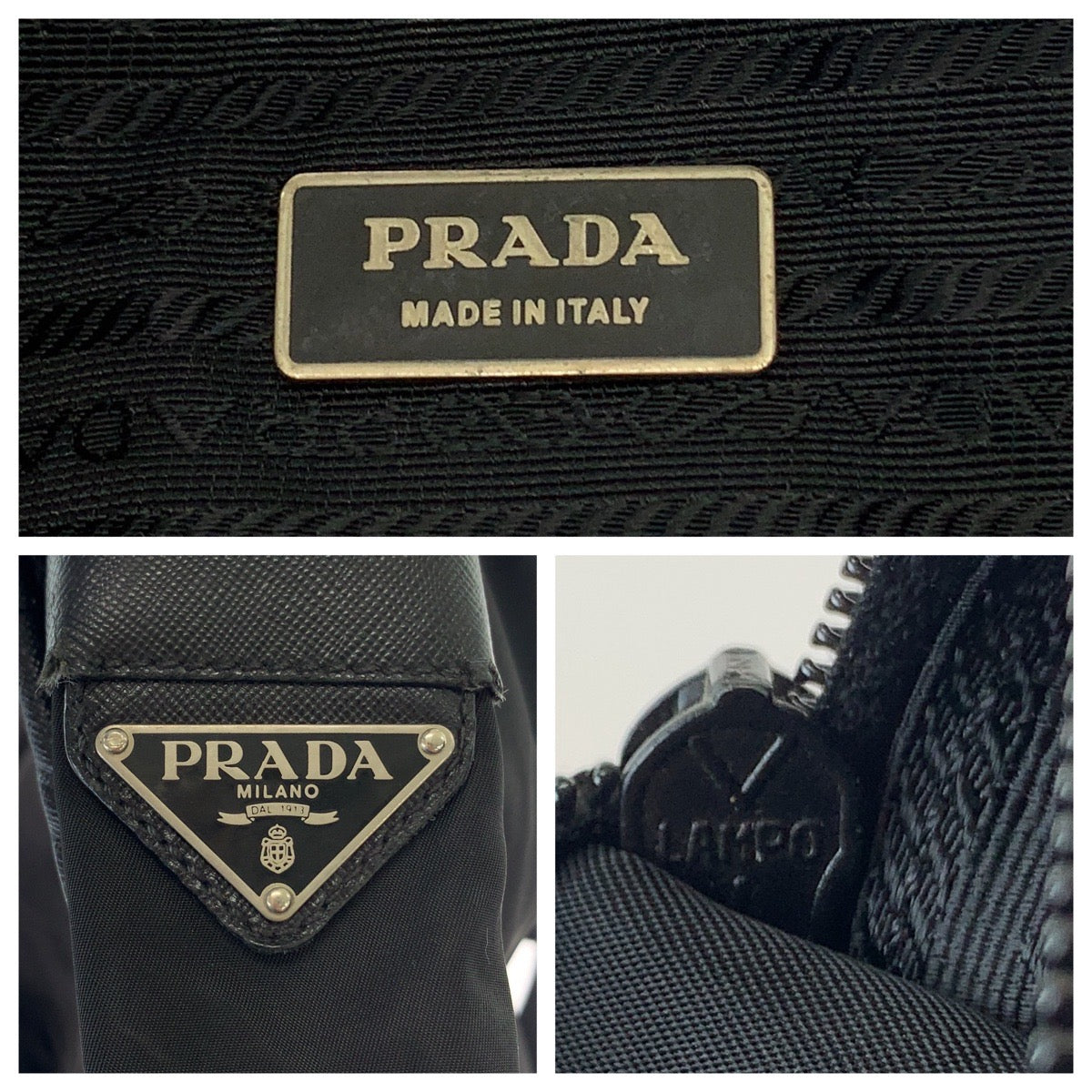 Prada Tessuto Triangle Logo Plate Nylon Shoulder Bag