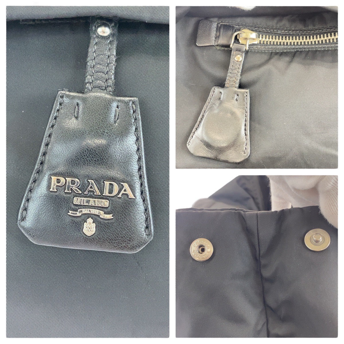 PRADA Tote Bag Nylon black Test Triangle With logo