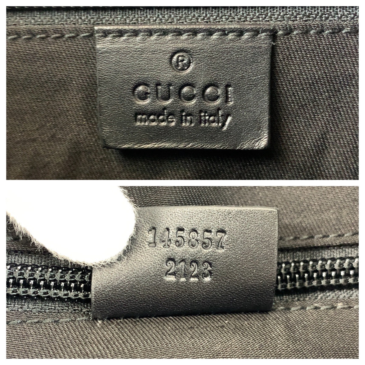 GUCCI Shoulder Bag 145857 GG canvas Black SilverMetal