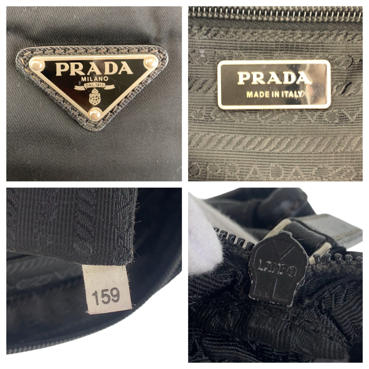 PRADA Shoulder Bag Nylon black Test Triangle With logo