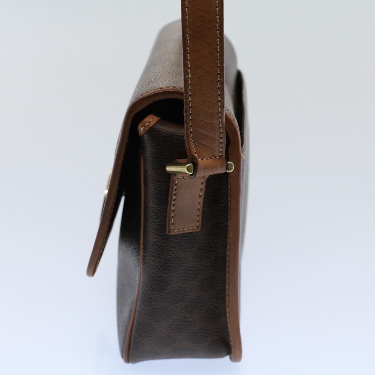 Luxury CELINE Macadam Canvas Shoulder Bag PVC Leather Brown 53391
