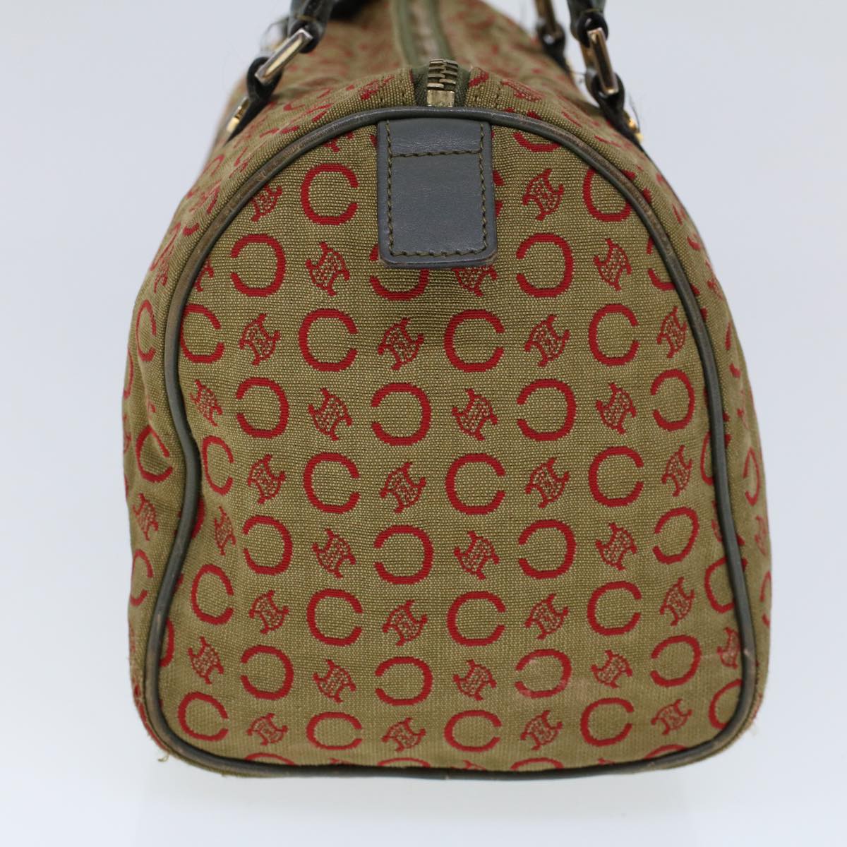 Luxury CELINE C Macadam Canvas Hand Bag Leather Khaki 53734