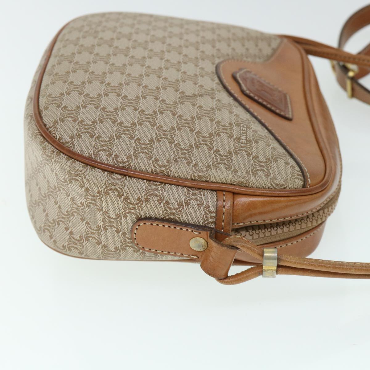 Luxury CELINE Macadam Canvas Shoulder Bag Beige 54801
