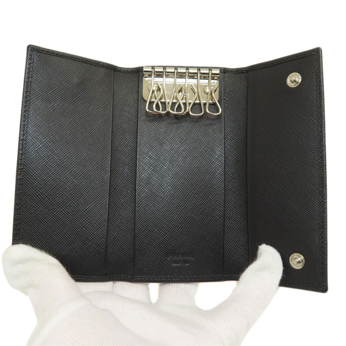 PRADA Key case Key holder 2M0223 leather black Logo engraving mens(Unisex)