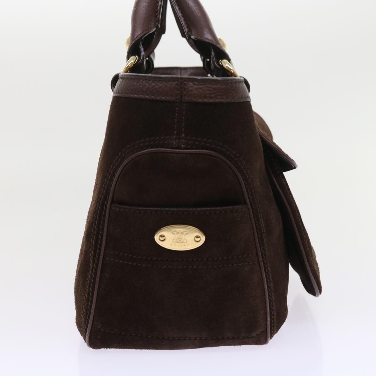 Luxury CELINE Hand Bag Suede Leather Brown 56762