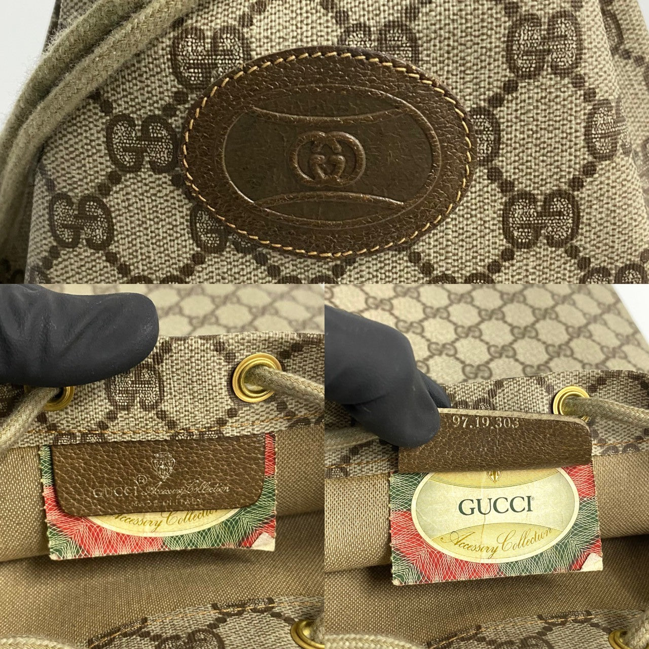 GUCCI Handbag Leather, PVC Brown GG logo Women