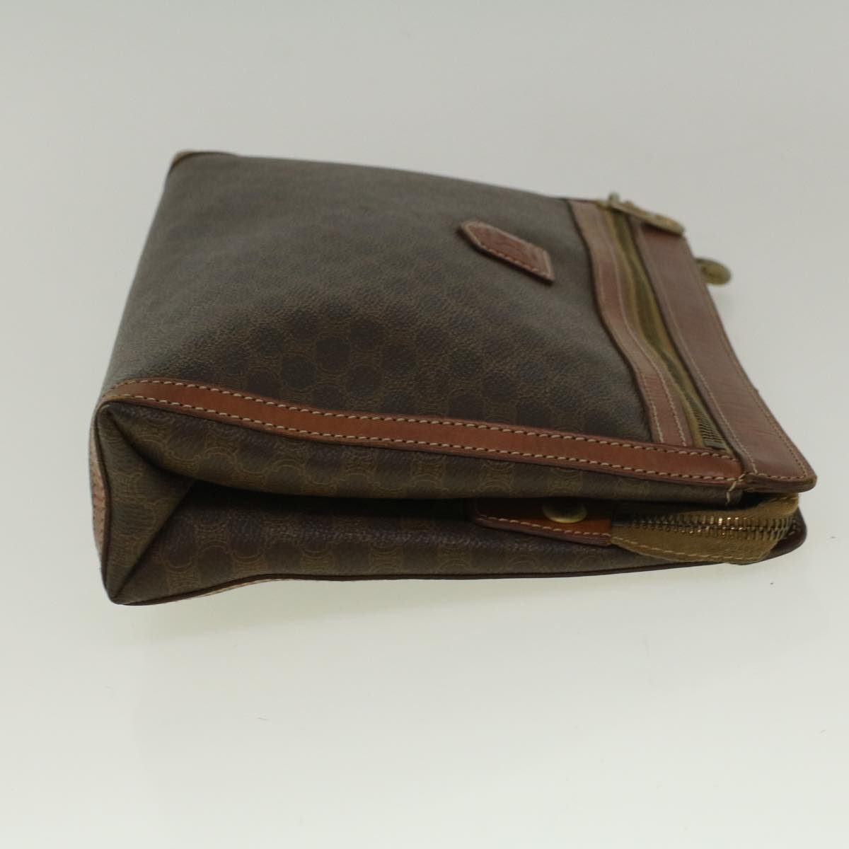 Luxury CELINE Macadam Canvas Clutch Bag PVC Leather Brown 58407