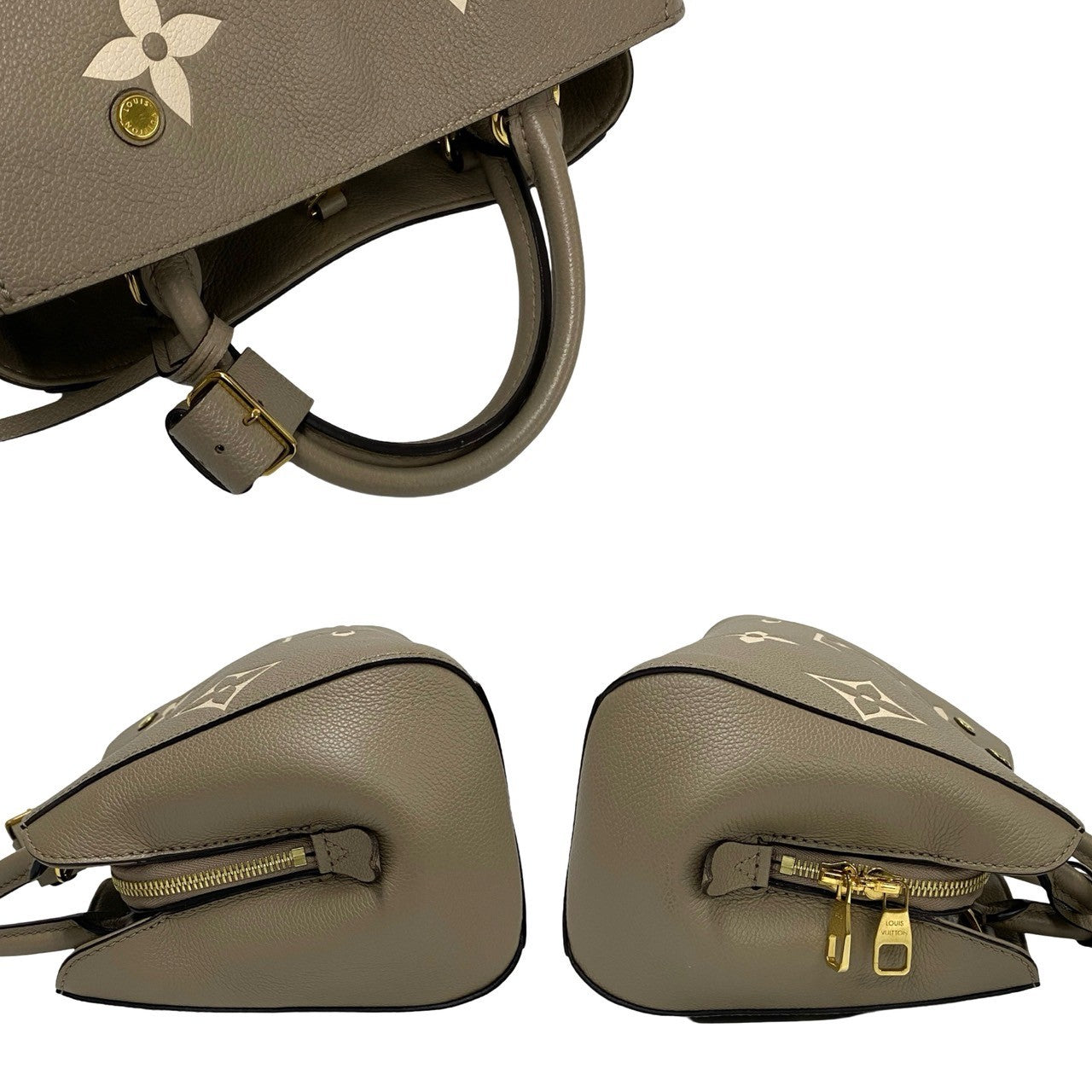 LOUIS VUITTON Handbag leather beige Monogram Ann Platt Montaigne BB Women