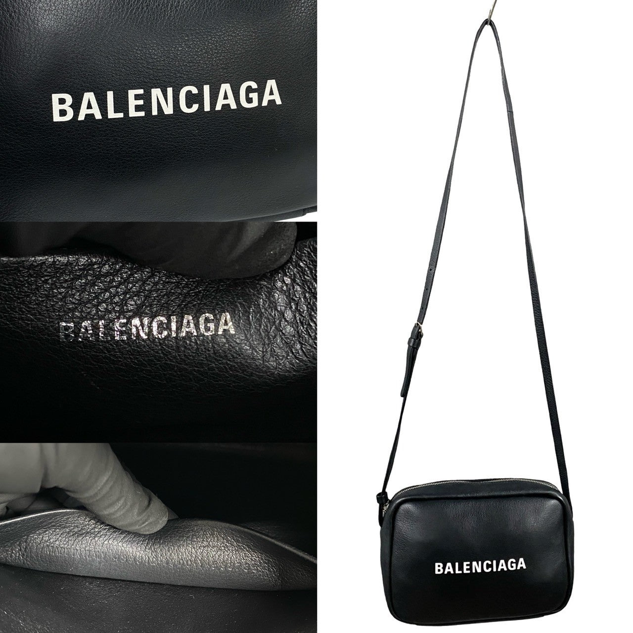 BALENCIAGA Shoulder Bag leather black Everyday camera bag Women
