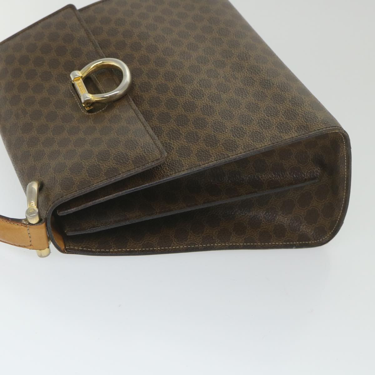 Luxury CELINE Macadam Canvas Hand Bag PVC Leather Brown 59942
