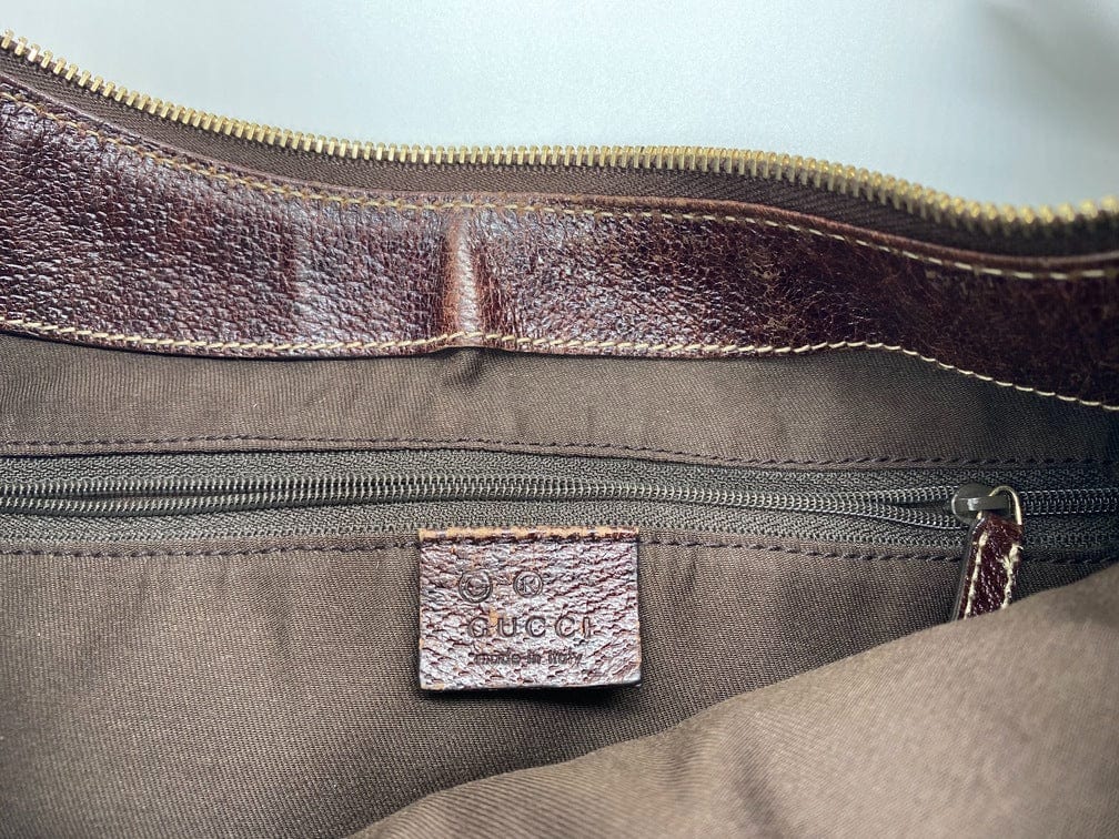 Gucci Bamboo Leather Canvas Shoulder Bag Style 6