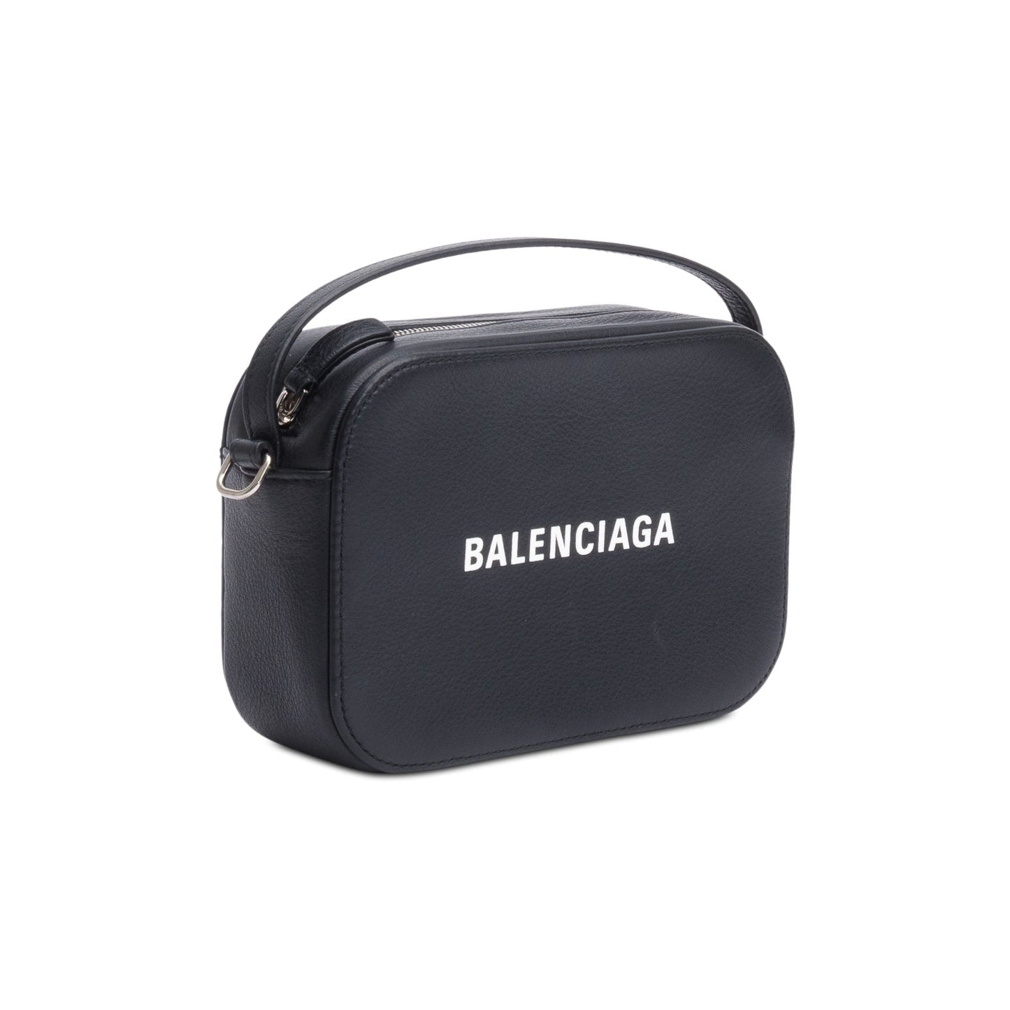 Balenciaga Black Calfskin Leather Logo Mini Cash Crossbody