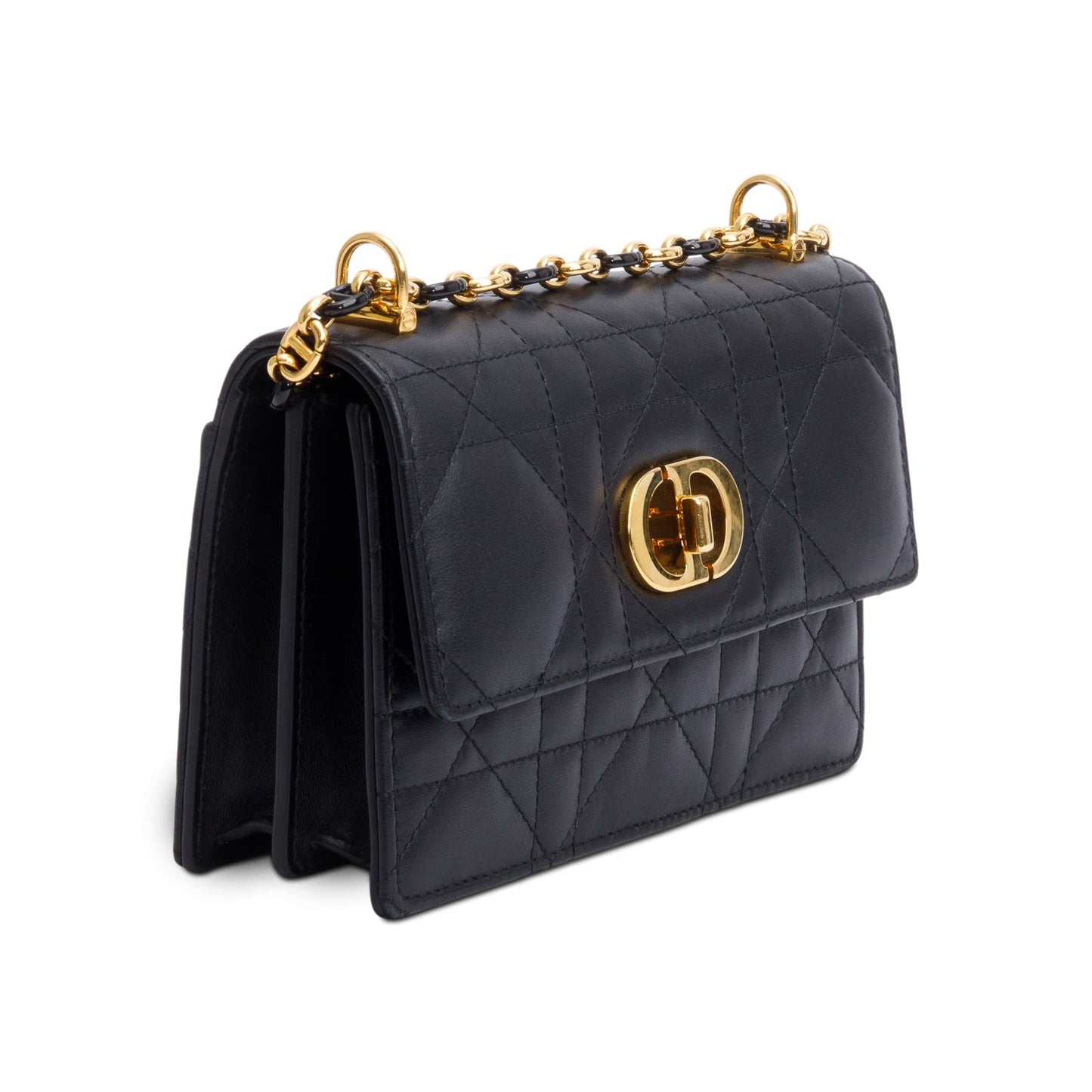 Christian Dior 2023 Black Macrocannage Lambskin Leather Mini Miss Caro Bag