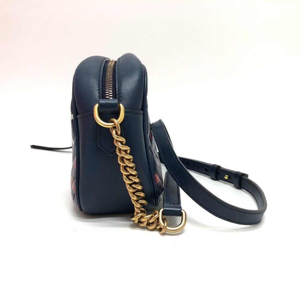 GUCCI Shoulder Bag 447632 leather Gold Metal GG Marmont Ghost unisex(Unisex)