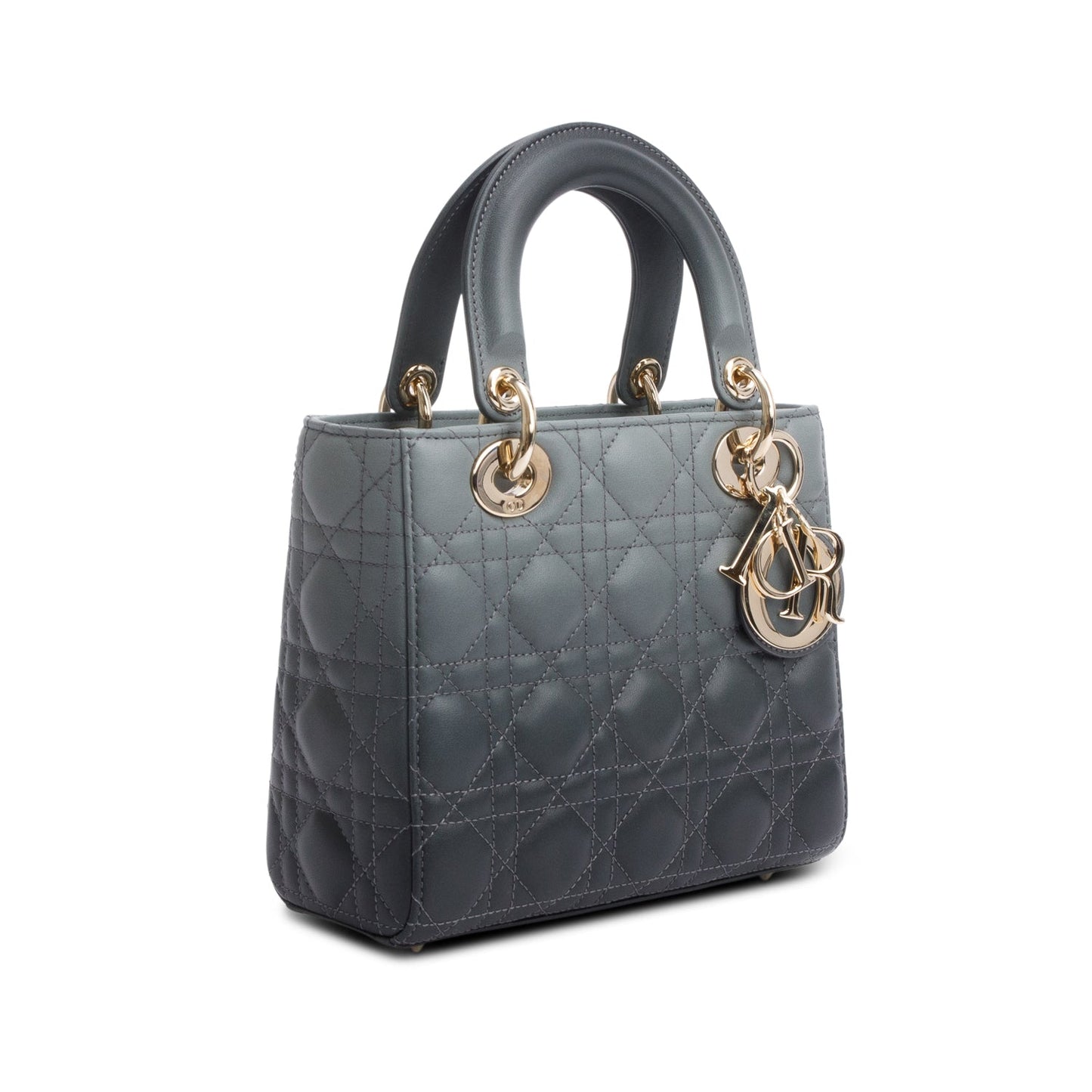Christian Dior Grey Gradient Cannage Lambskin Leather Small Lady Dior My ABCDior Bag