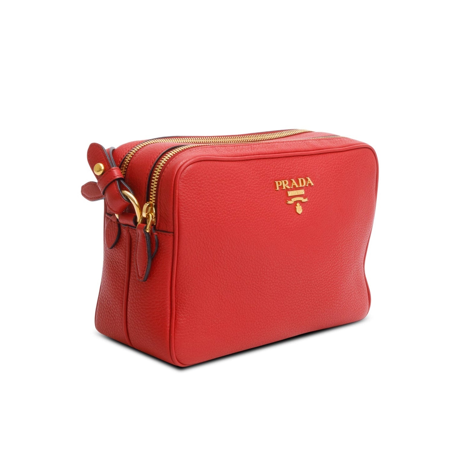 Prada Red Vitello Phenix Leather Camera Bag