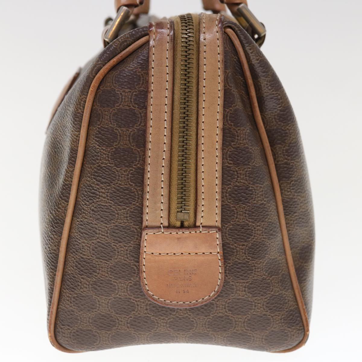 Luxury CELINE Macadam Canvas Boston Bag PVC Brown 65901