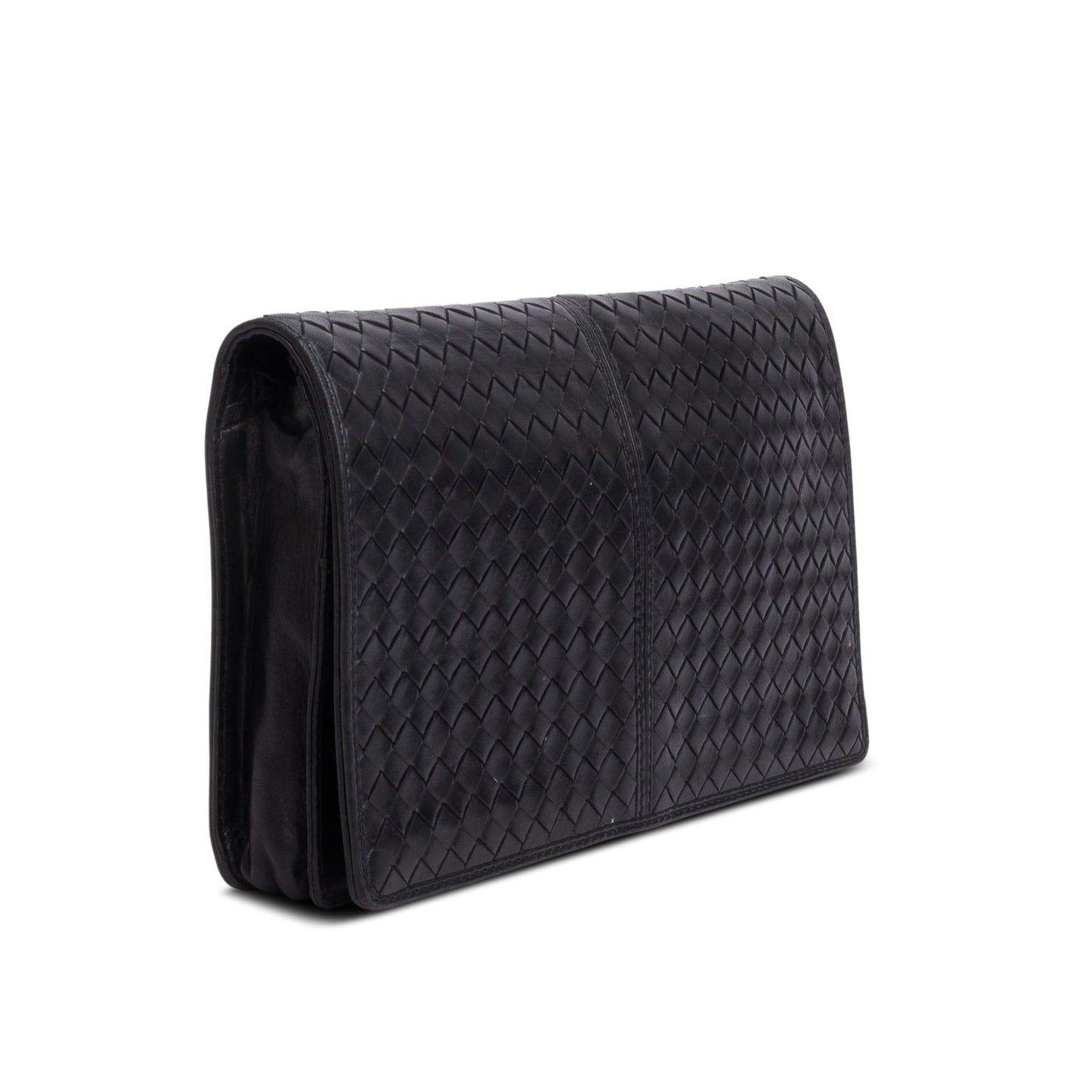 Bottega Veneta Black Intrecciato Leather Clutch